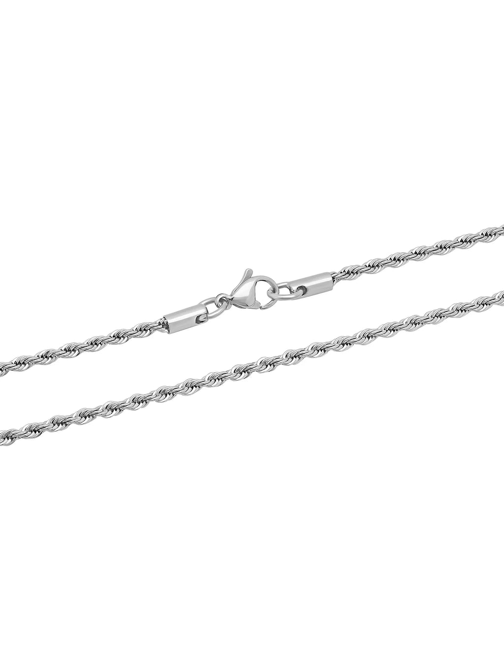 Men'S Silver-Tone Stainless Steel 2.3MM Rope Link 24" Chain Necklace -