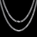 Silver Chain for Men Cuban Link Necklace 3.5mm/5mm Long Jewelry Choker (18/20/22/24/26 Inch)