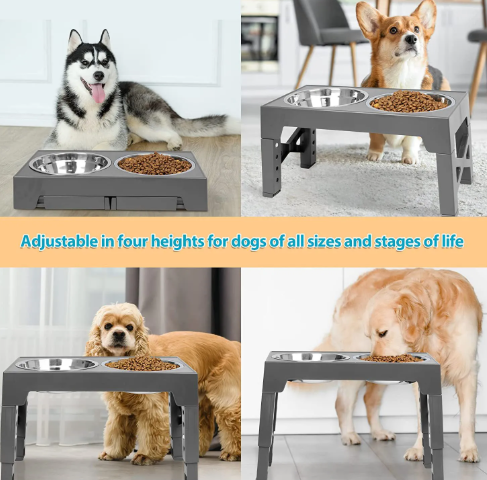 Adjustable Elevated Slow Feeder Pet Bowl