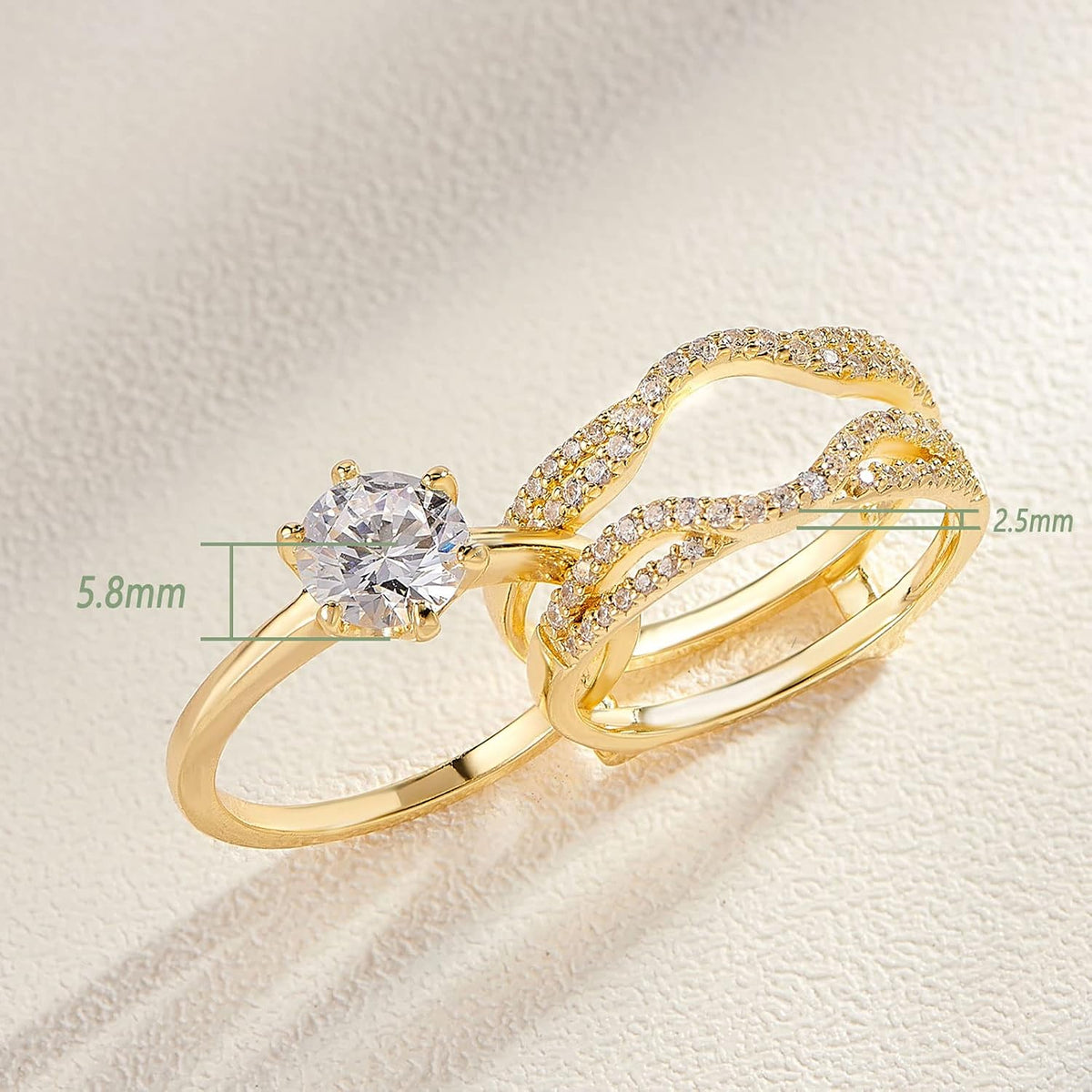 Wedding Rings for Women Solitaire Ring Enhancer for Engagement Ring Sterling Silver Size 4-13
