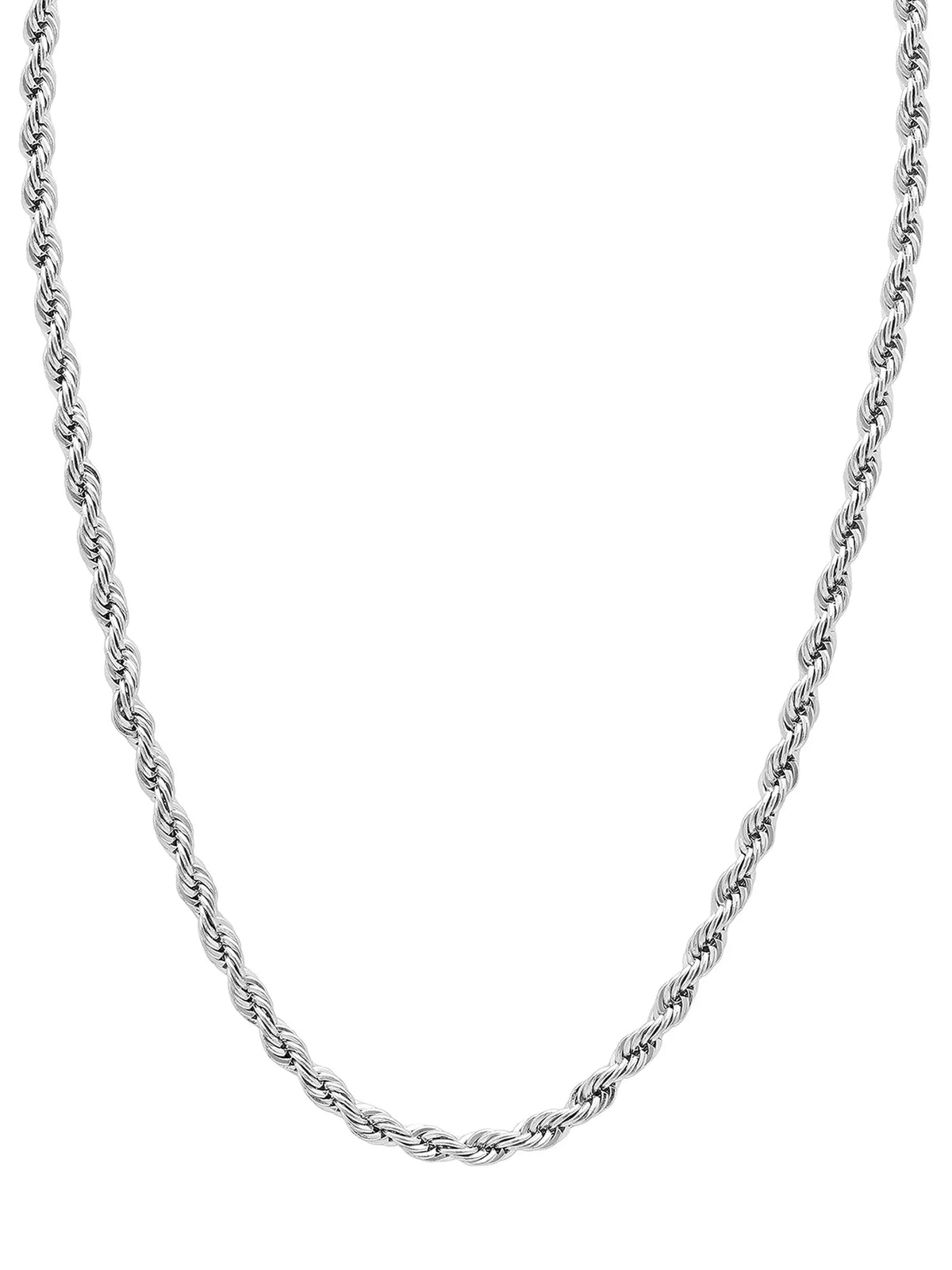 Men'S Silver-Tone Stainless Steel 2.3MM Rope Link 24" Chain Necklace -