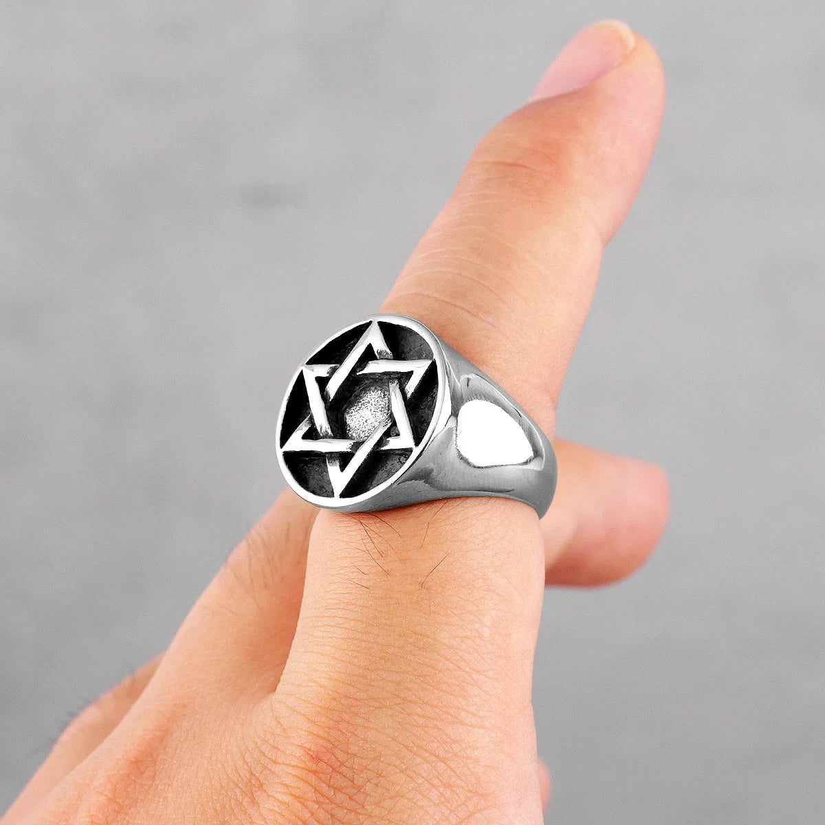Judaism Hexagram Star of David Stainless Steel Mens Rings Religion for Male Boyfriend Biker Jewelry Creativity Gift Wholesale