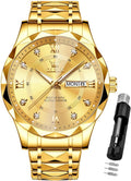 Watches for Men Luxury Diamond Casual Large Dial Watches Stainless Steel Waterproof Business Dress Analog Luminous Date Mens Watches