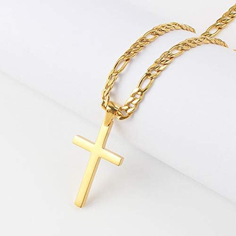 Gold Figaro Link Chain Necklace for Men Women & Teens Boys 18K Gold Plated Stainless Steel Necklace,Fashion Jewelry,Wear Alone or with Pendant,18-26 Inch