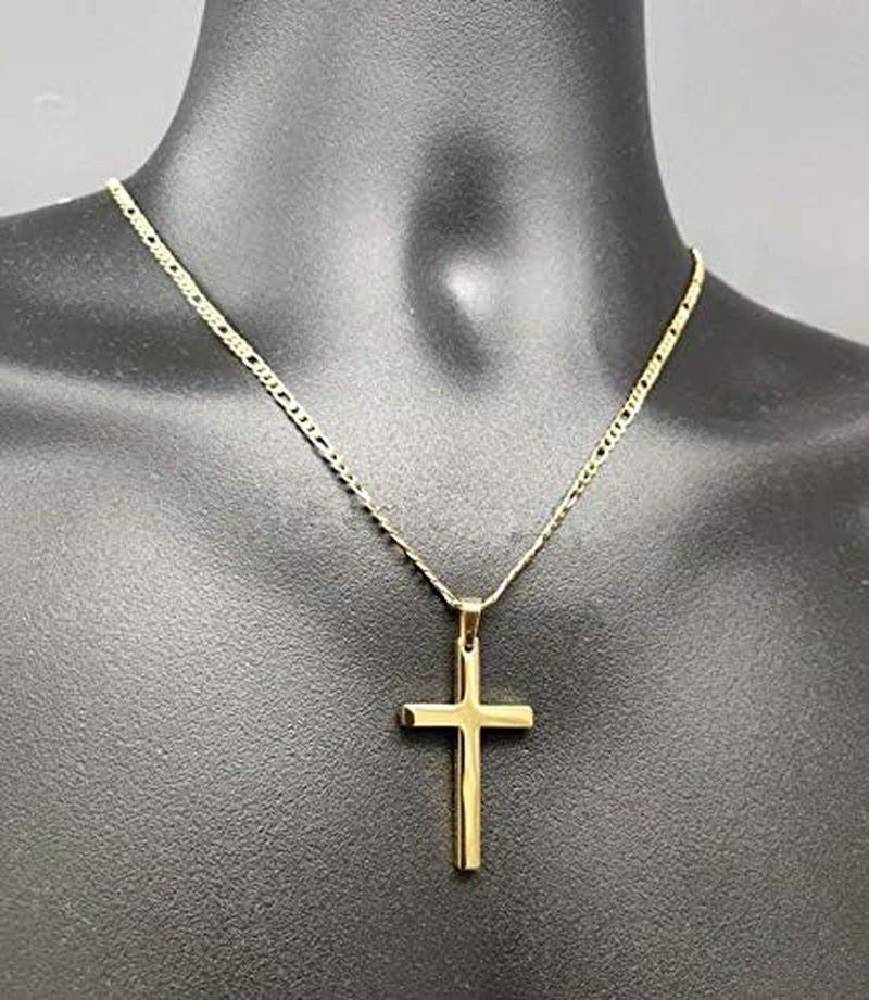 Gold Figaro Link Chain Necklace for Men Women & Teens Boys 18K Gold Plated Stainless Steel Necklace,Fashion Jewelry,Wear Alone or with Pendant,18-26 Inch