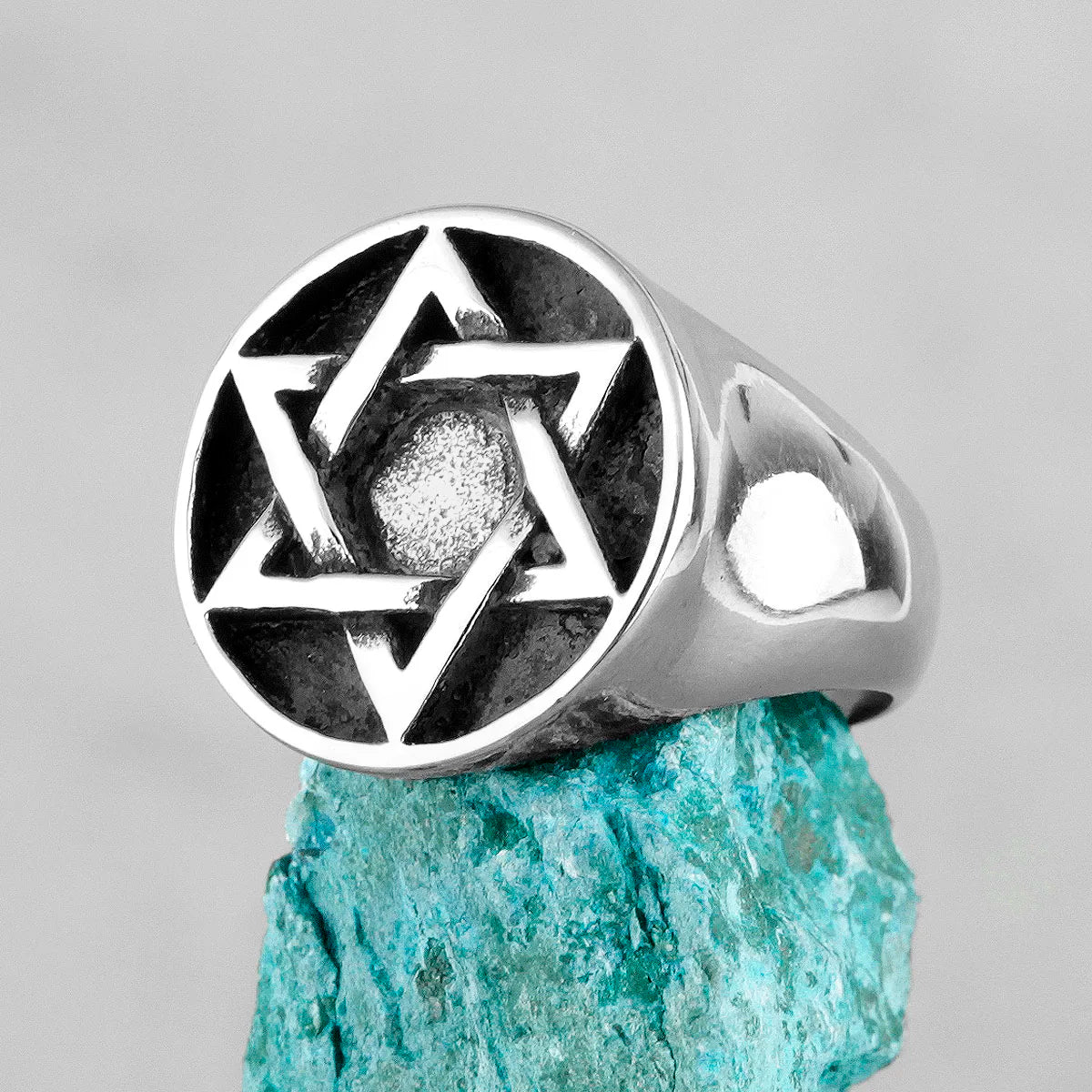 Judaism Hexagram Star of David Stainless Steel Mens Rings Religion for Male Boyfriend Biker Jewelry Creativity Gift Wholesale