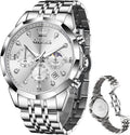 Watches for Men Luxury Diamond Casual Large Dial Watches Stainless Steel Waterproof Business Dress Analog Luminous Date Mens Watches