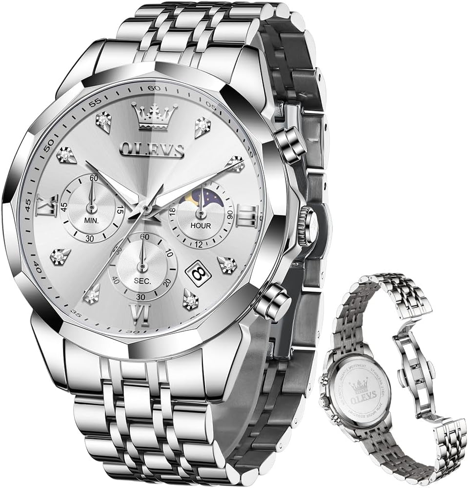 Watches for Men Luxury Diamond Casual Large Dial Watches Stainless Steel Waterproof Business Dress Analog Luminous Date Mens Watches