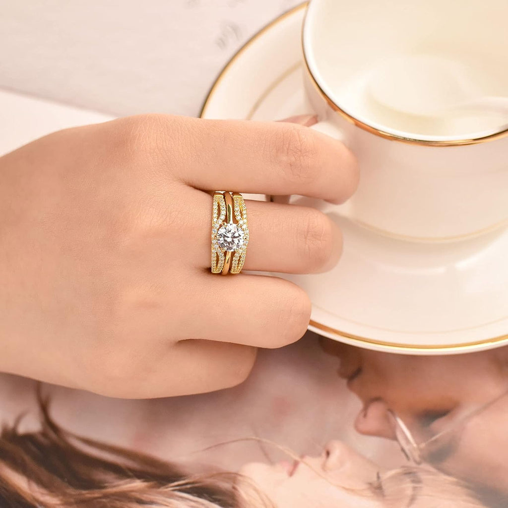 Wedding Rings for Women Solitaire Ring Enhancer for Engagement Ring Sterling Silver Size 4-13