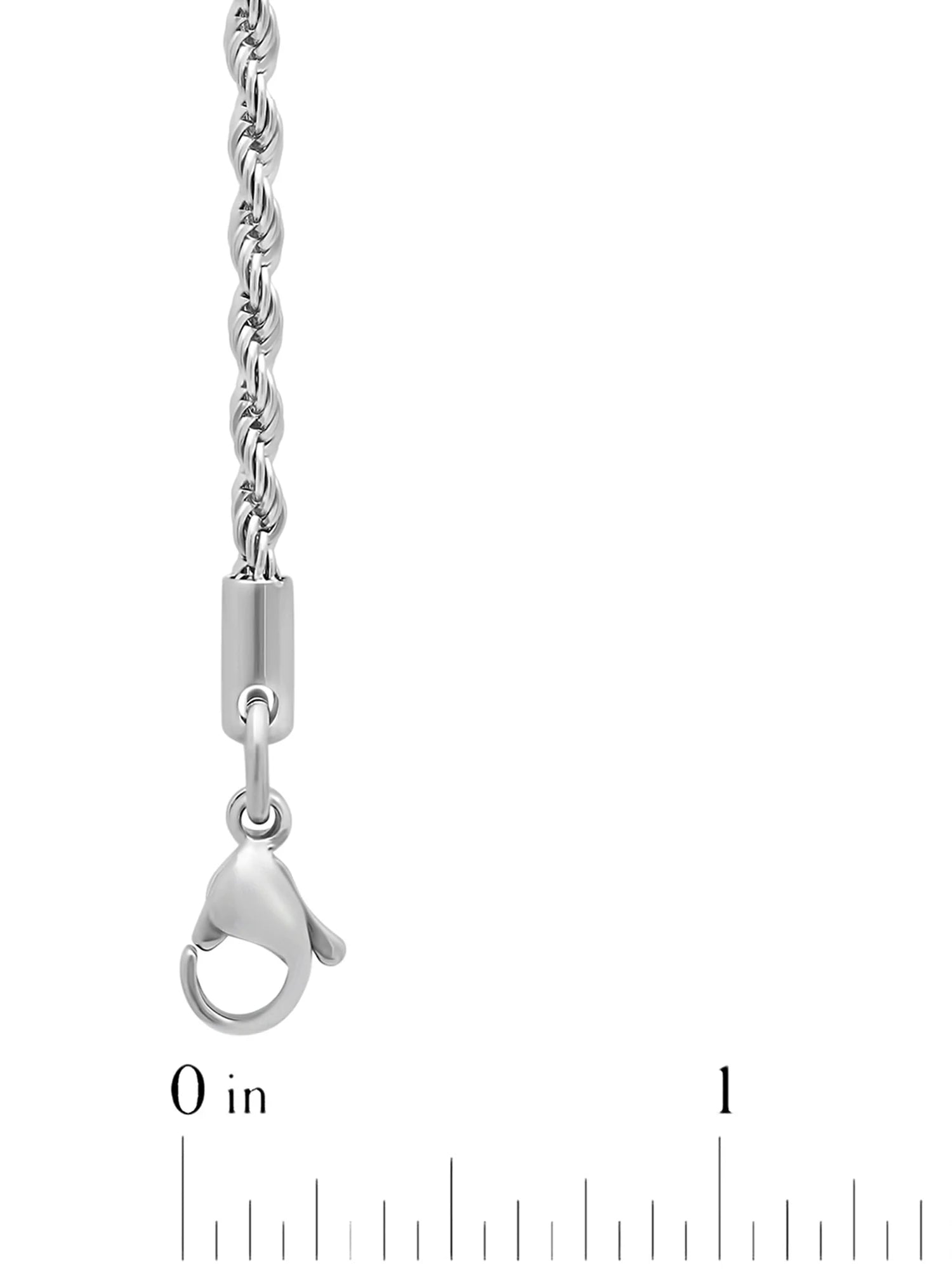 Men'S Silver-Tone Stainless Steel 2.3MM Rope Link 24" Chain Necklace -