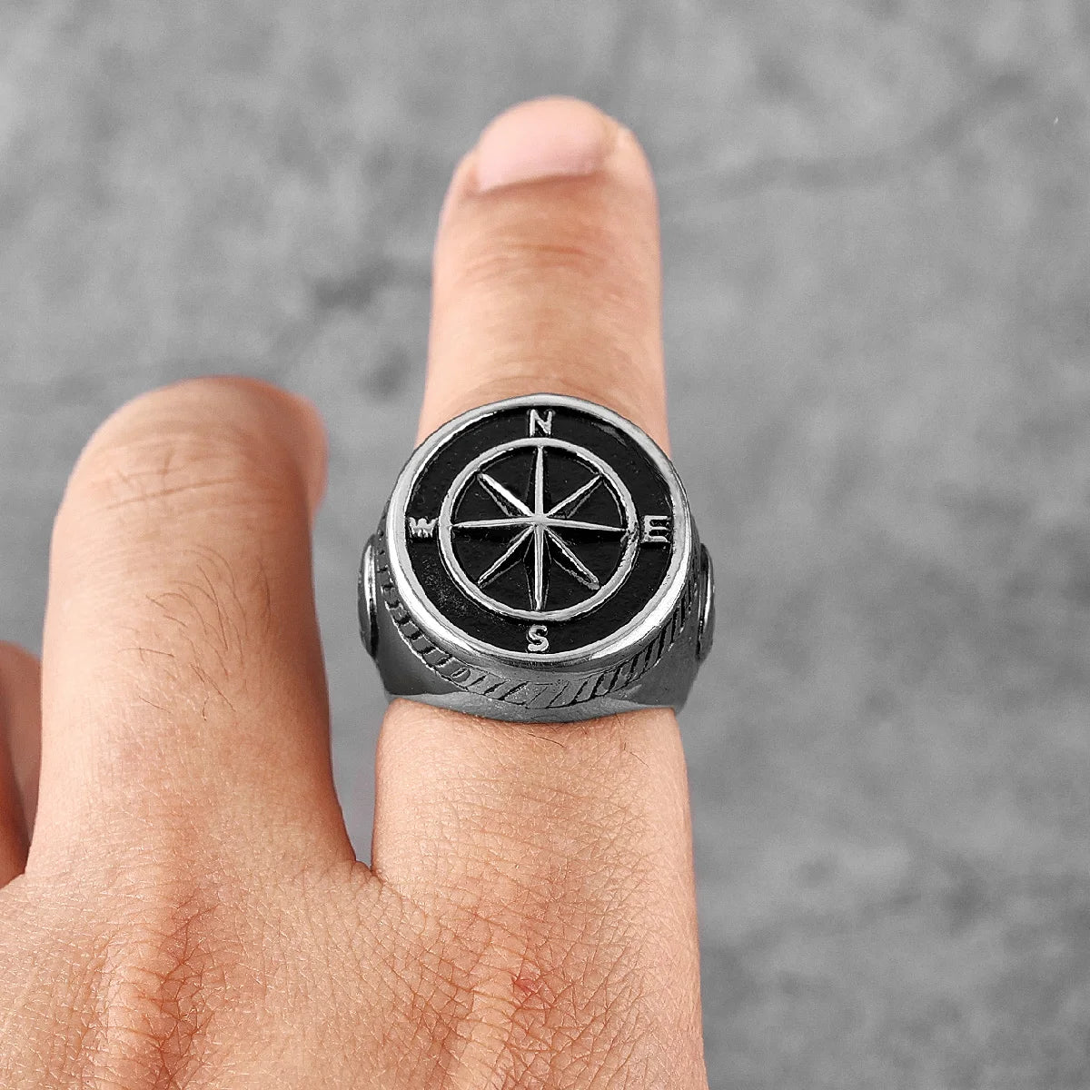 Navigator Compass Sailor Anchor Stainless Steel Mens Rings Punk Hip Hop for Male Boyfriend Jewelry Creativity Gift Wholesale