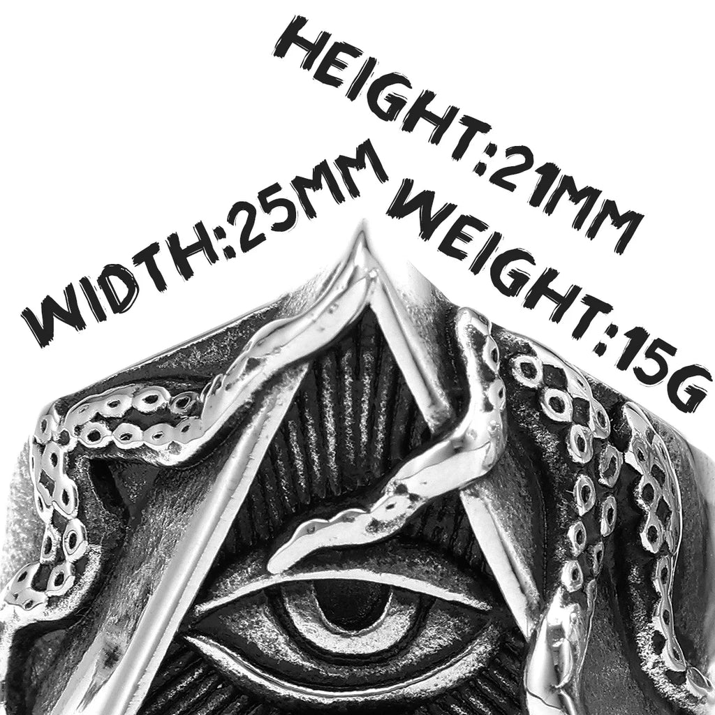 Masonic Illuminati Octopus Eye Stainless Steel Womens Mens Rings Punk Vintage for Boyfriend Jewelry Creativity Gift Wholesale
