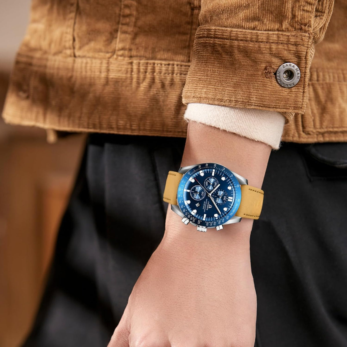 Mens Watches Leather Watch Luminous Analog Quartz Watch for Men