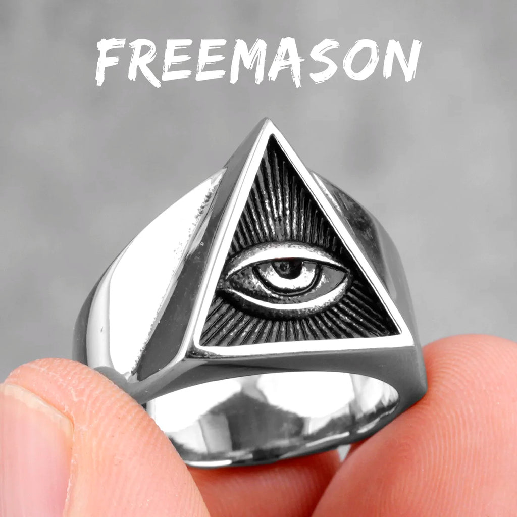 Masonic Illuminati Octopus Eye Stainless Steel Womens Mens Rings Punk Vintage for Boyfriend Jewelry Creativity Gift Wholesale