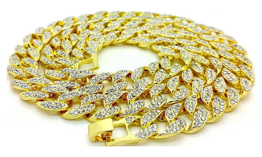 Men’S Iced Out Hip-Hop Gold Tone Bling Bling Rappers Cuban Link Chain Choker Necklace - CN2020