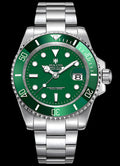 Luxury Mens Watch 40mm Luminous Sapphire Green Ceramic Bezel Water Resistant