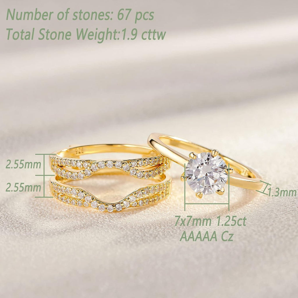 Wedding Rings for Women Solitaire Ring Enhancer for Engagement Ring Sterling Silver Size 4-13