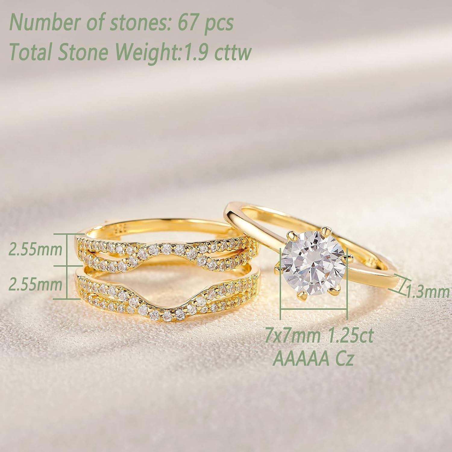 Wedding Rings for Women Solitaire Ring Enhancer for Engagement Ring Sterling Silver Size 4-13