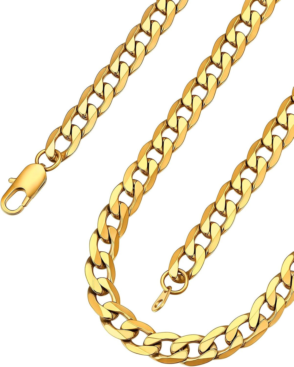 Gold Cuban Link Chain/Silver Men’S Chain/Black Necklace
