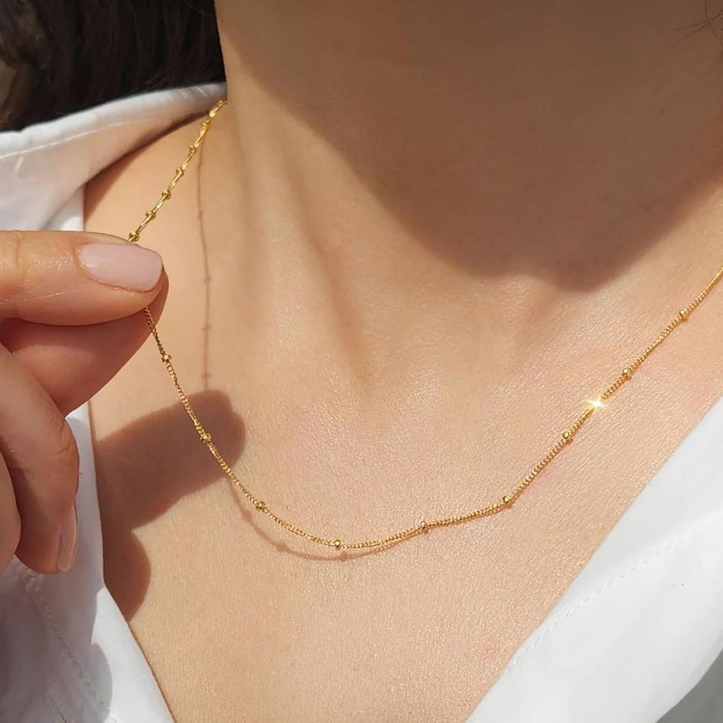24PCS Gold Stainless Steel Satellite Necklace Bulk for Jewelry Making