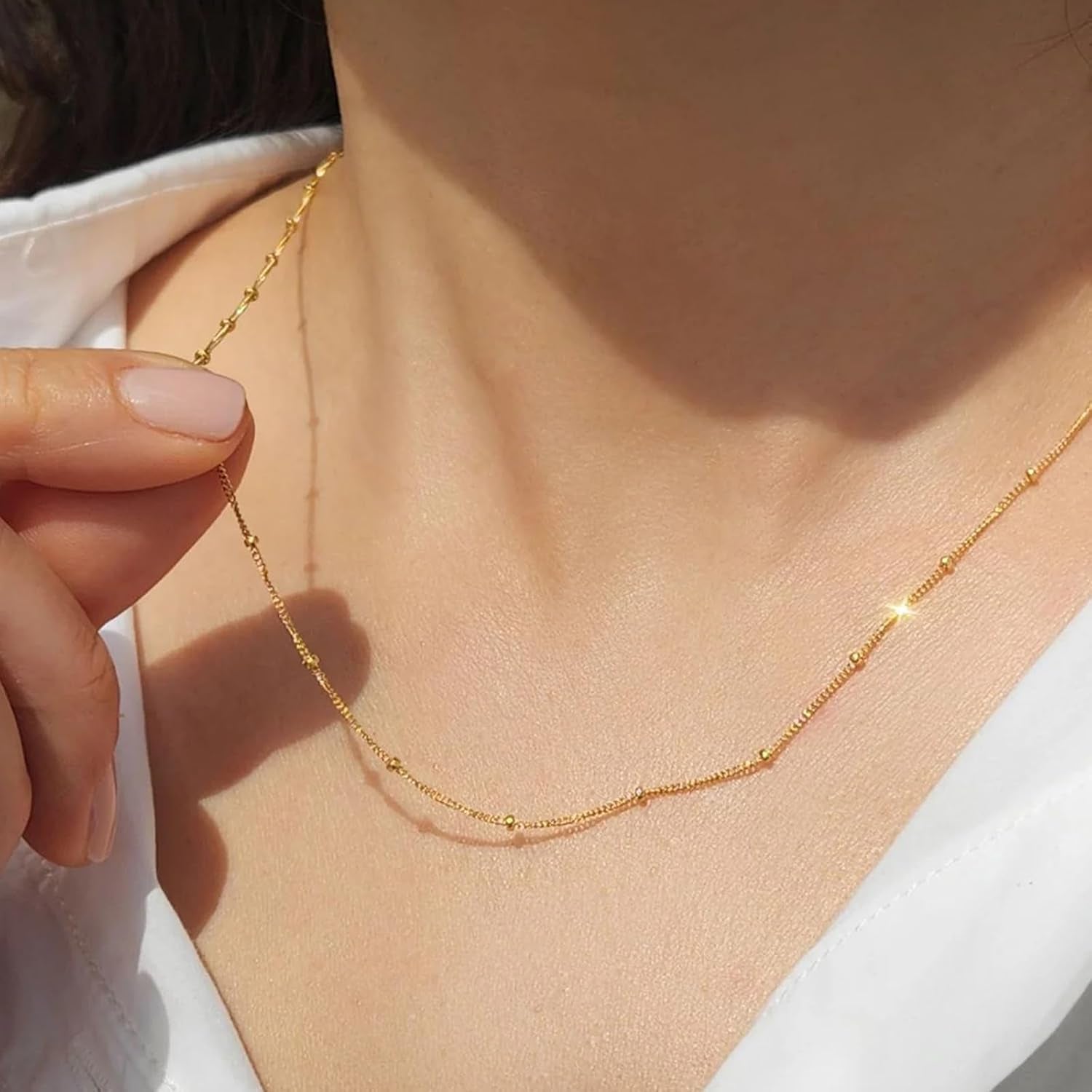 24PCS Gold Stainless Steel Satellite Necklace Bulk for Jewelry Making