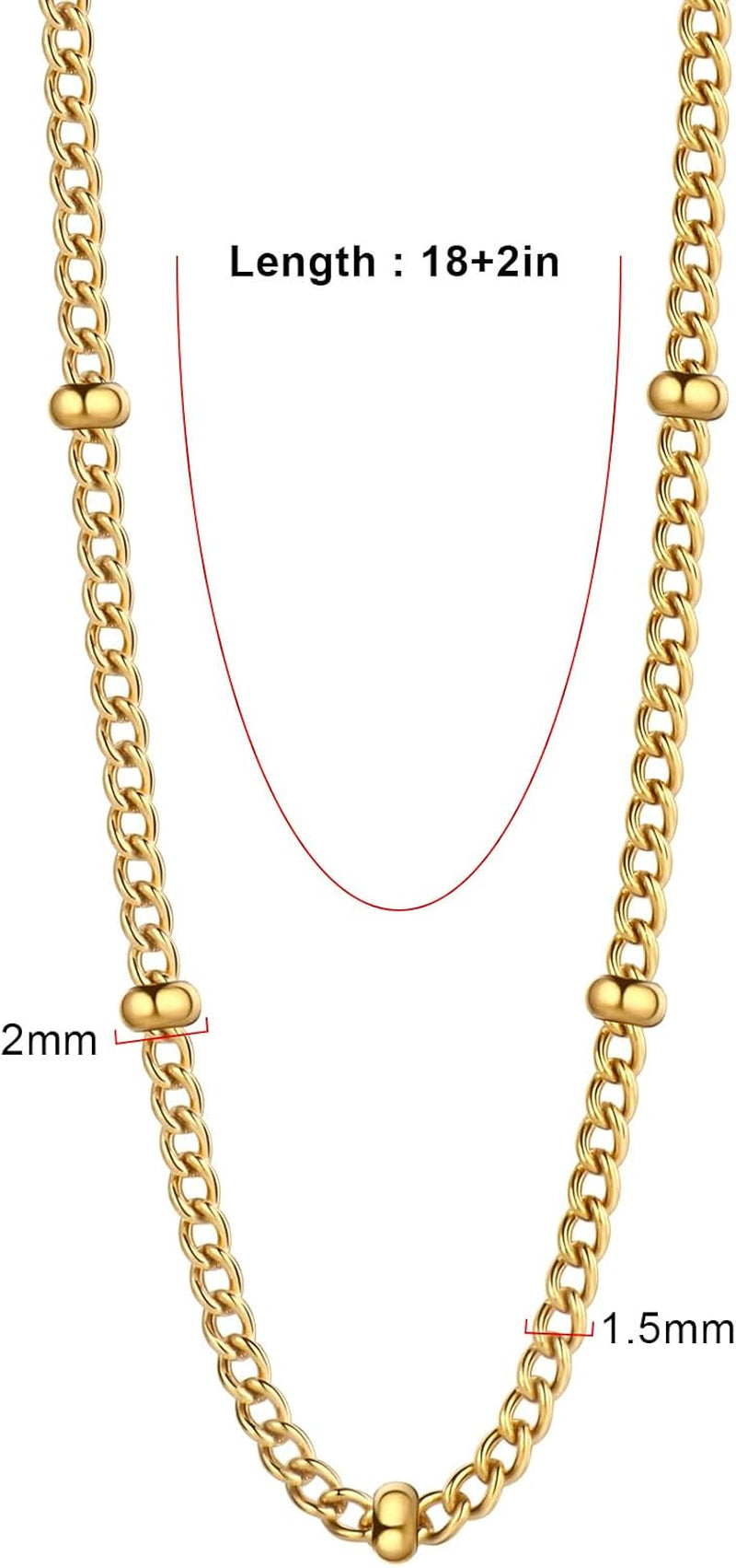 24PCS Gold Stainless Steel Satellite Necklace Bulk for Jewelry Making