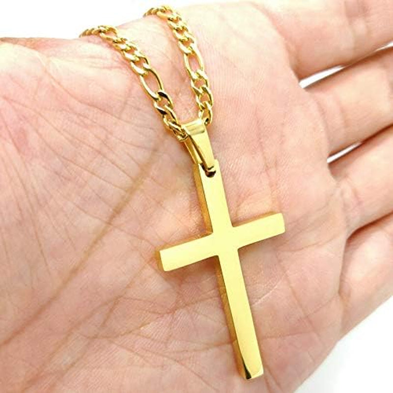 Gold Figaro Link Chain Necklace for Men Women & Teens Boys 18K Gold Plated Stainless Steel Necklace,Fashion Jewelry,Wear Alone or with Pendant,18-26 Inch