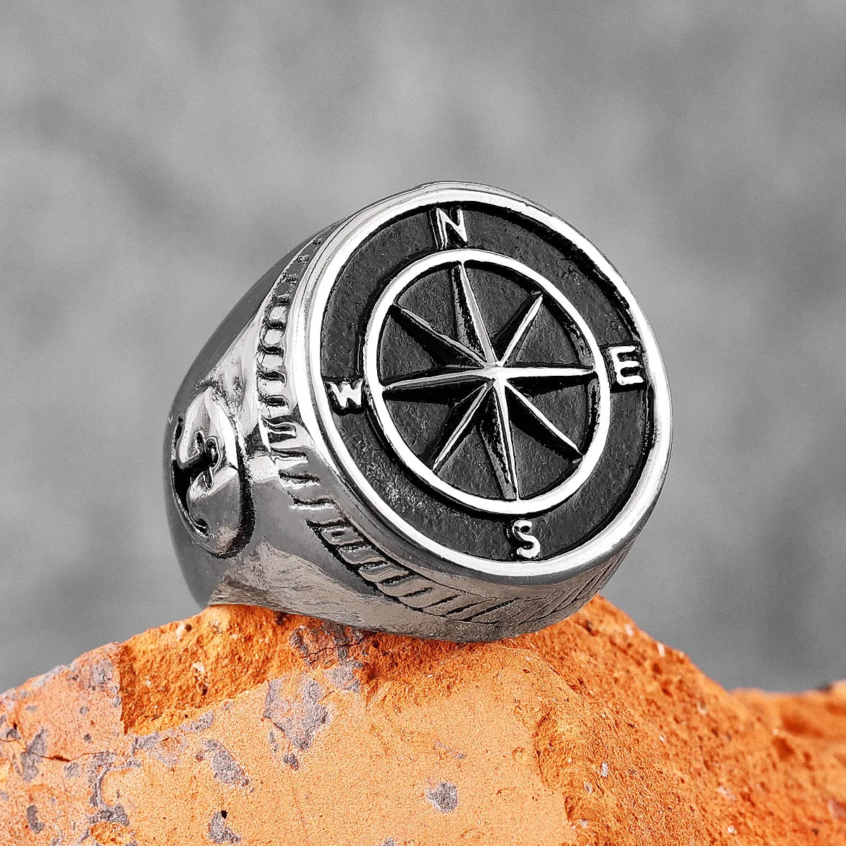 Navigator Compass Sailor Anchor Stainless Steel Mens Rings Punk Hip Hop for Male Boyfriend Jewelry Creativity Gift Wholesale