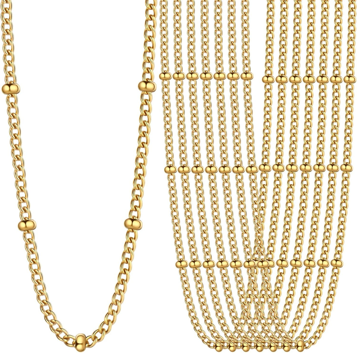 24PCS Gold Stainless Steel Satellite Necklace Bulk for Jewelry Making
