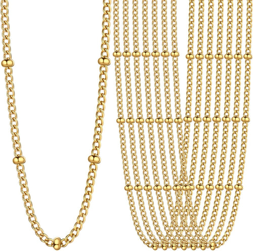 24PCS Gold Stainless Steel Satellite Necklace Bulk for Jewelry Making