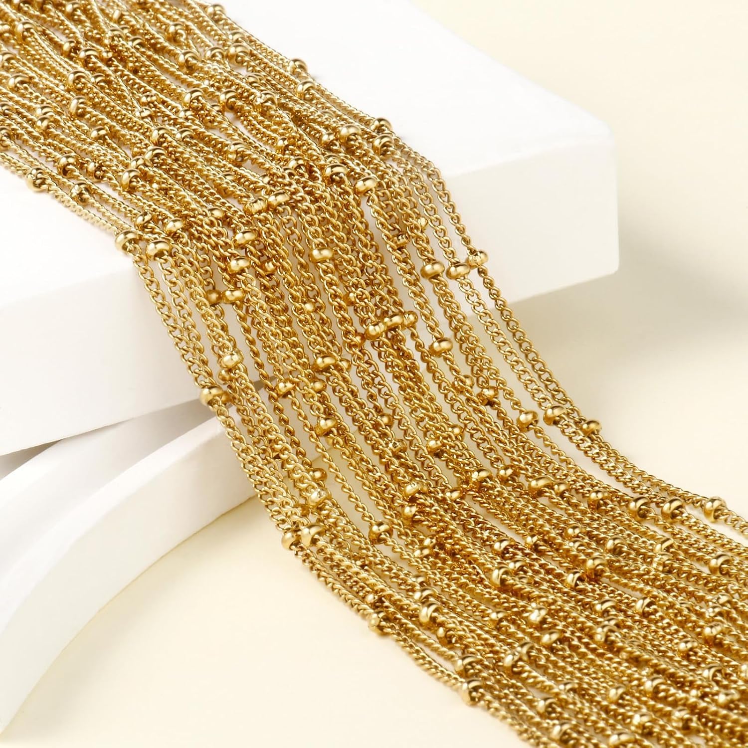 24PCS Gold Stainless Steel Satellite Necklace Bulk for Jewelry Making