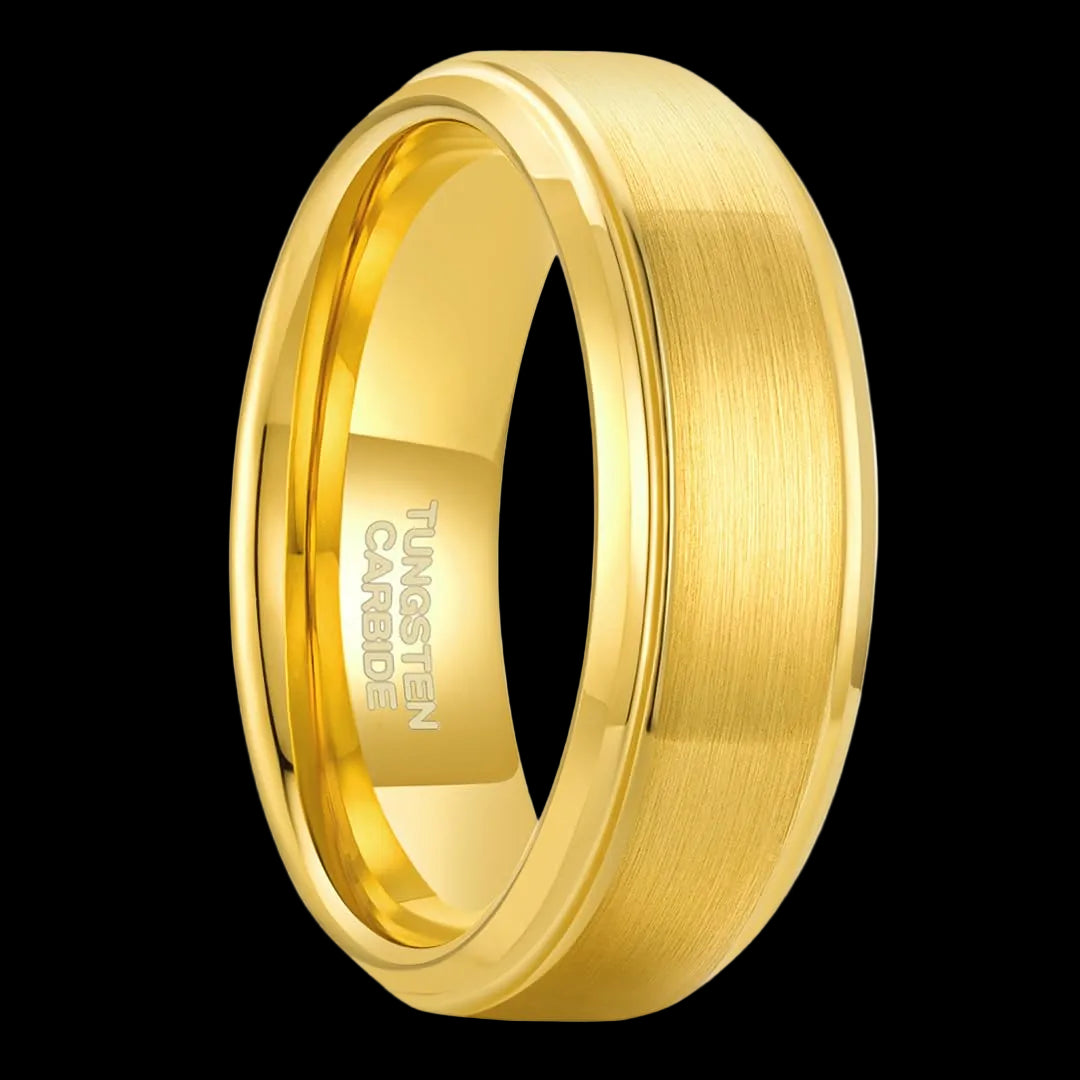 Zoesky Wedding Band Rings for Men 8mm Tungsten Ring 18K Gold Plated