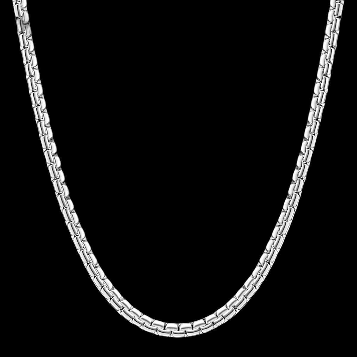 Fiusem Silver Tone Box Chains for Men Stainless Steel Mens Chain 3mm Necklaces for Men and Women Mens Chain Necklaces 22Inch