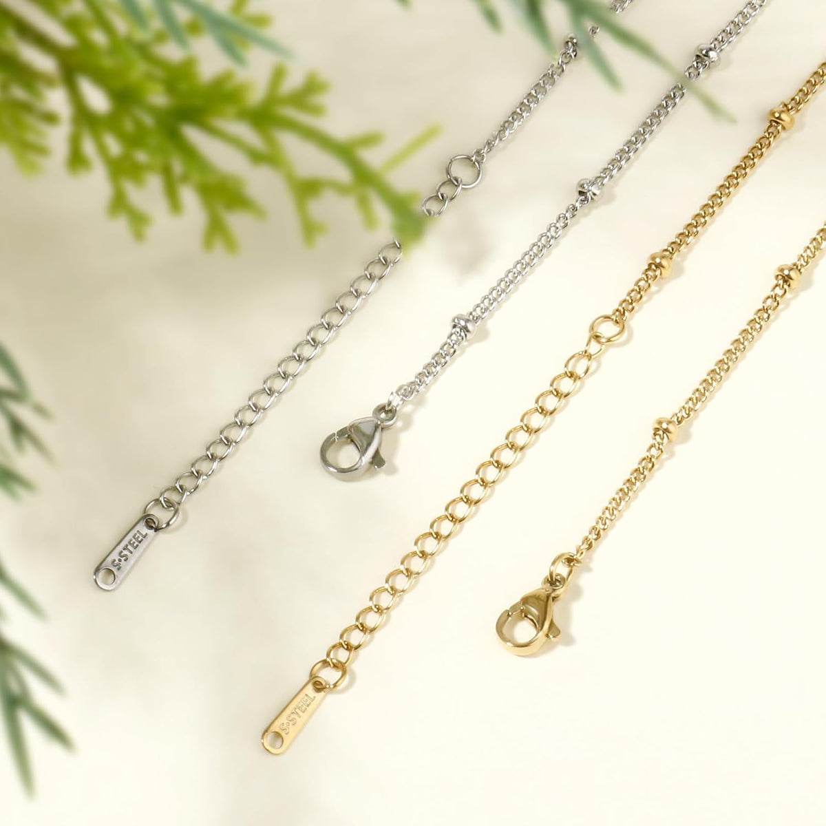 24PCS Gold Stainless Steel Satellite Necklace Bulk for Jewelry Making