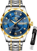Watches for Men Luxury Diamond Casual Large Dial Watches Stainless Steel Waterproof Business Dress Analog Luminous Date Mens Watches